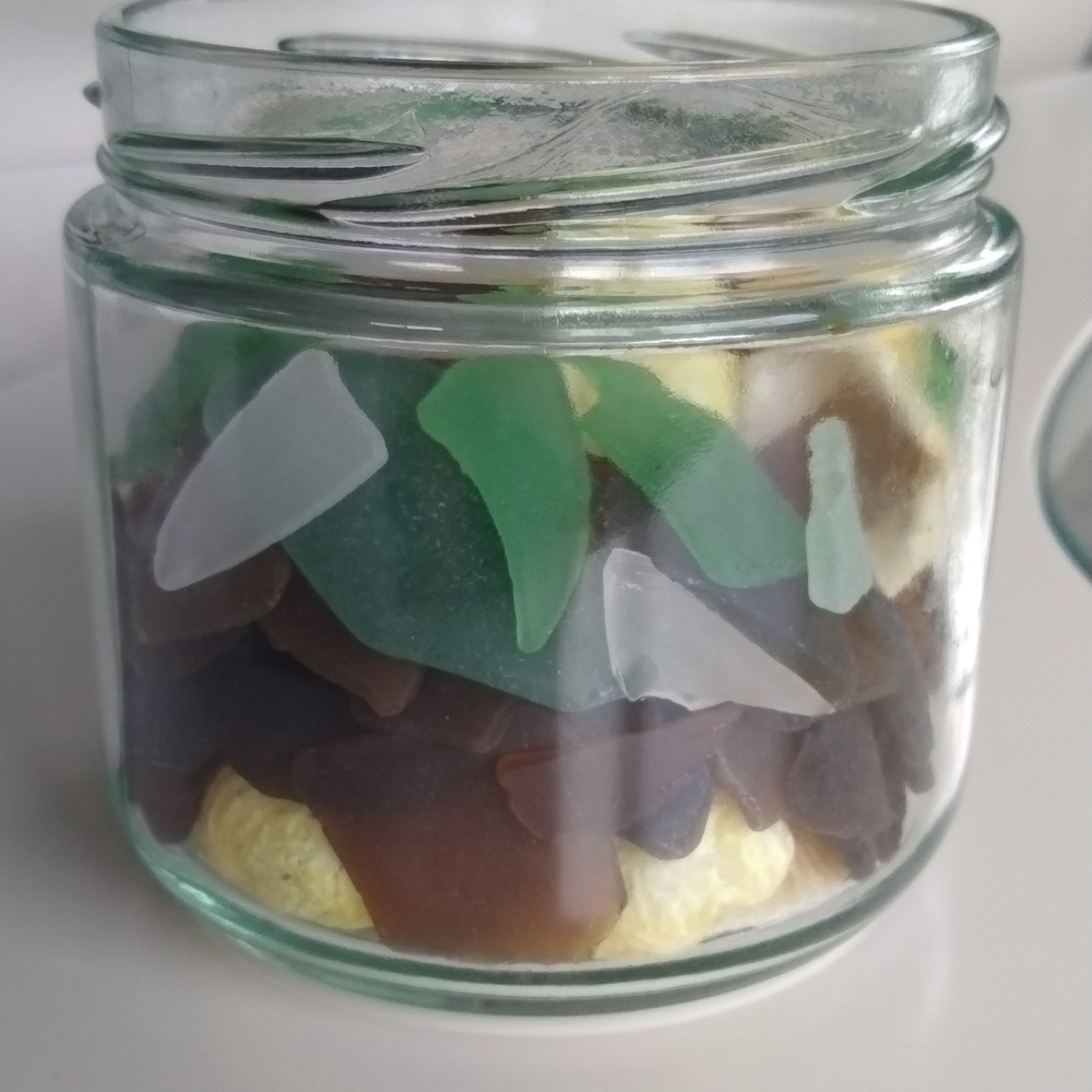 Sea Glass With Yellow Shell Collection